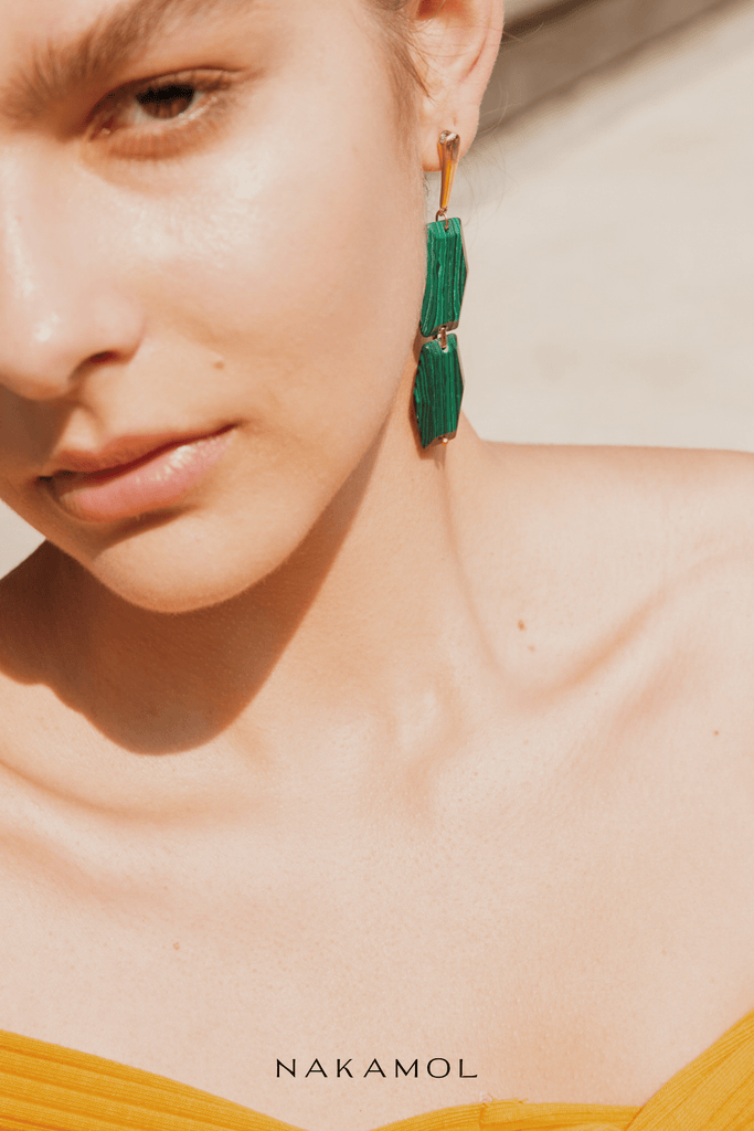 Cadmium Green Double Drop Earrings - Nakamol