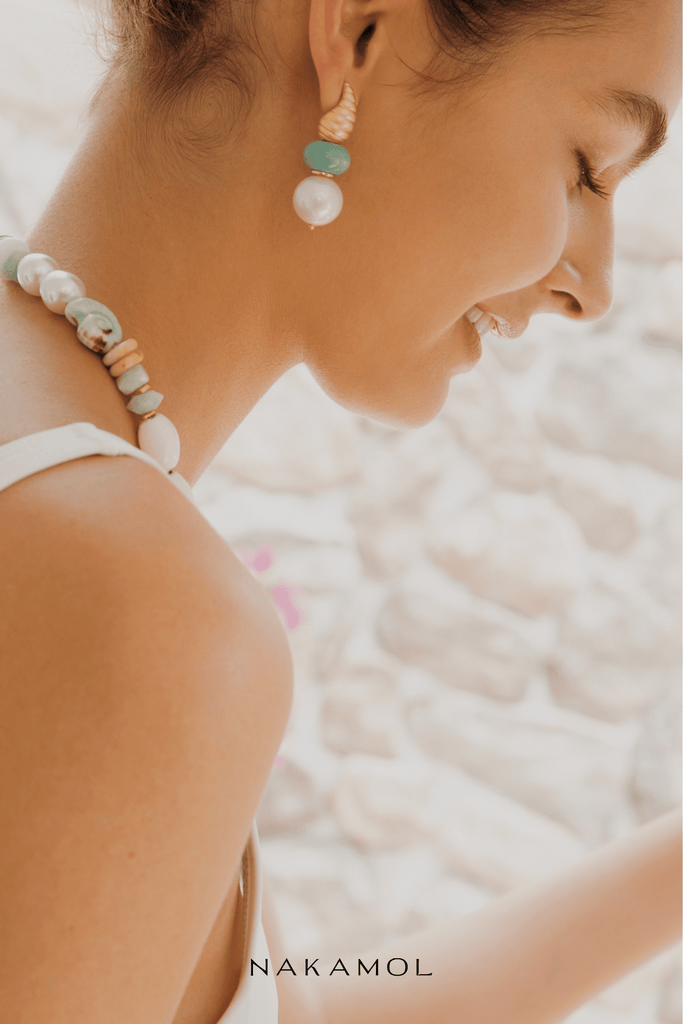 Blue White Mix Gemstone Necklace - Nakamol