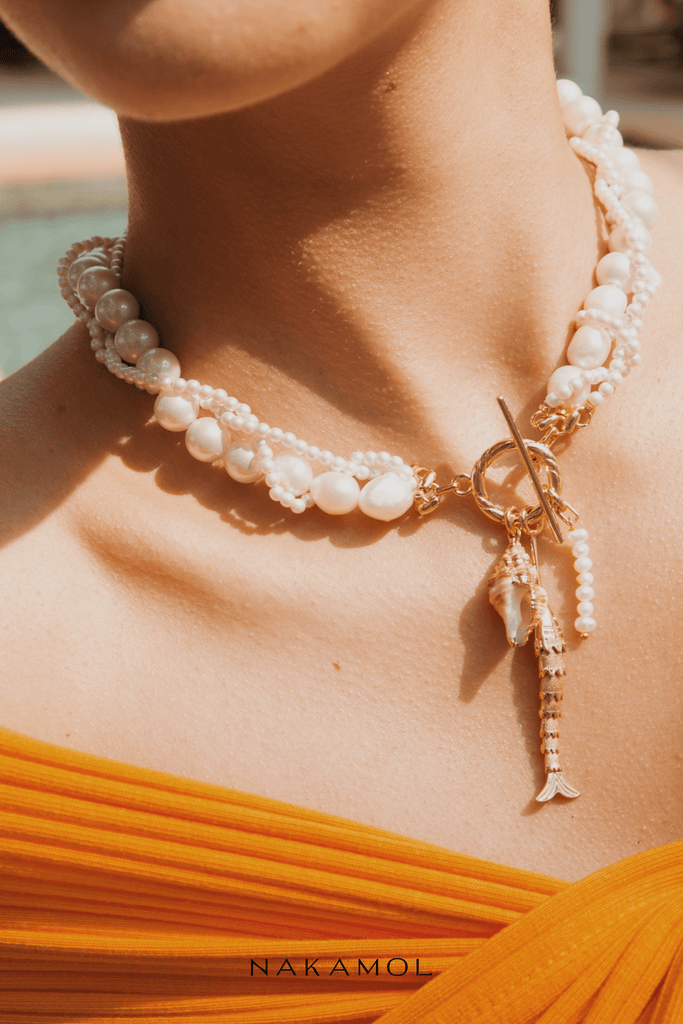 White Pearl Twist Necklace - Nakamol