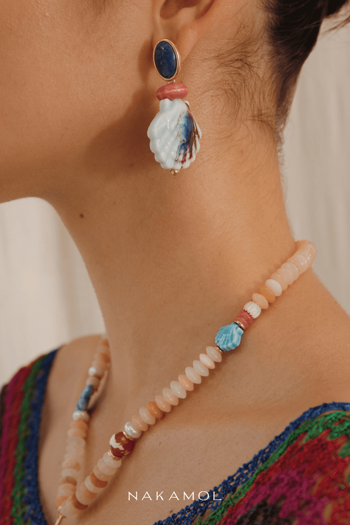 Blue Shell Drop Earrings - Nakamol