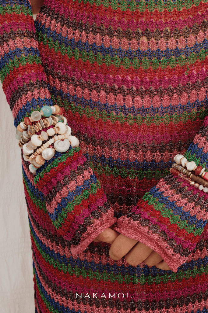 White Mix Chunky Bead Stretchy Bracelet - Nakamol