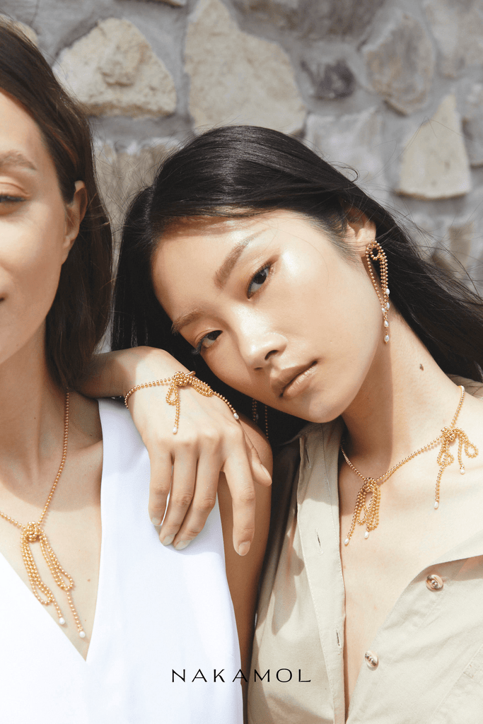 Gold Bead Chain Tassel Earrings - Nakamol