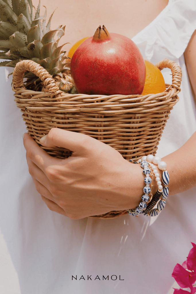 Striped Bead Stretchy Bracelet - Nakamol