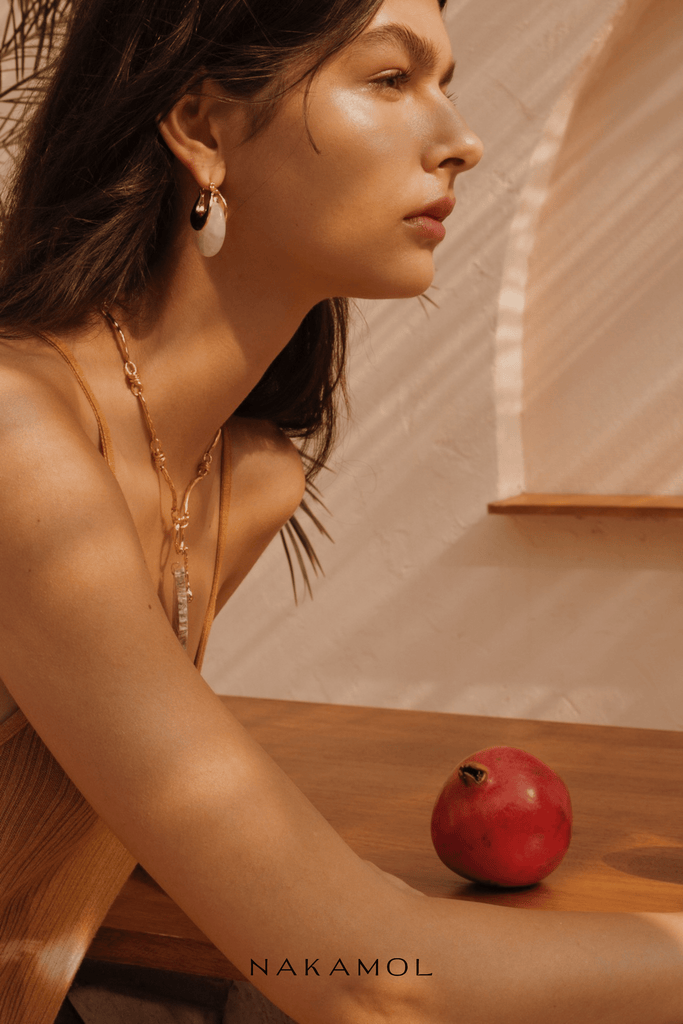 White Crescent Stone Earrings - Nakamol