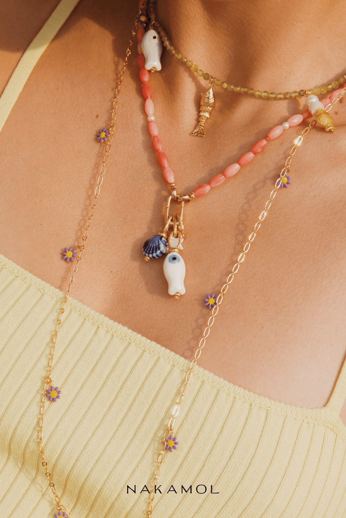 Clustered Stone Charm Necklace - Nakamol