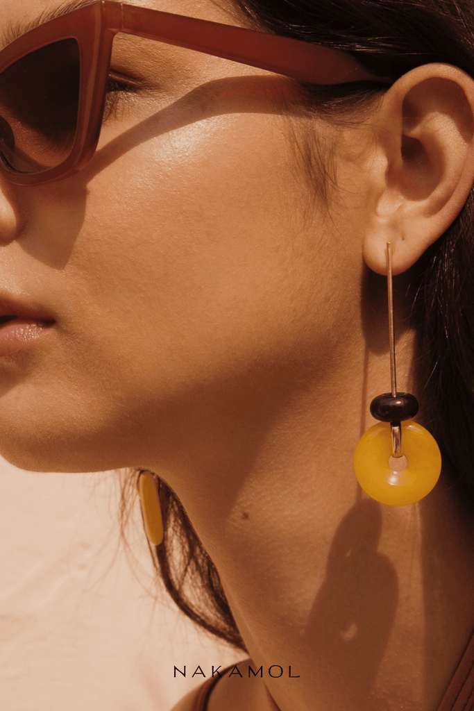 Yellow Blue Stone Drop Earrings - Nakamol