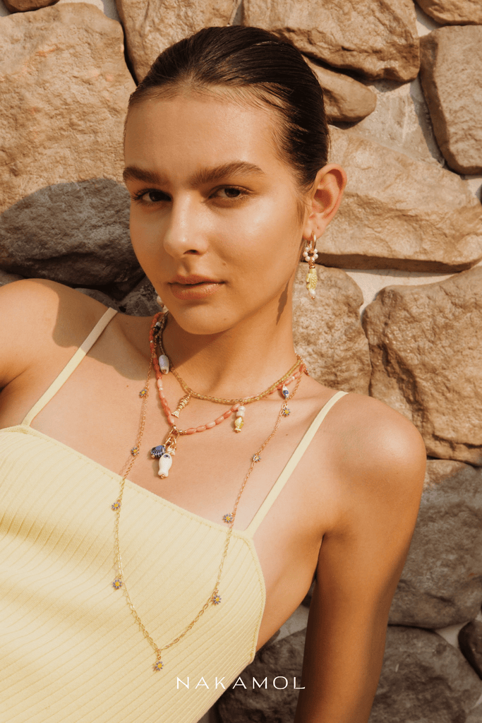 Clustered Stone Charm Necklace - Nakamol