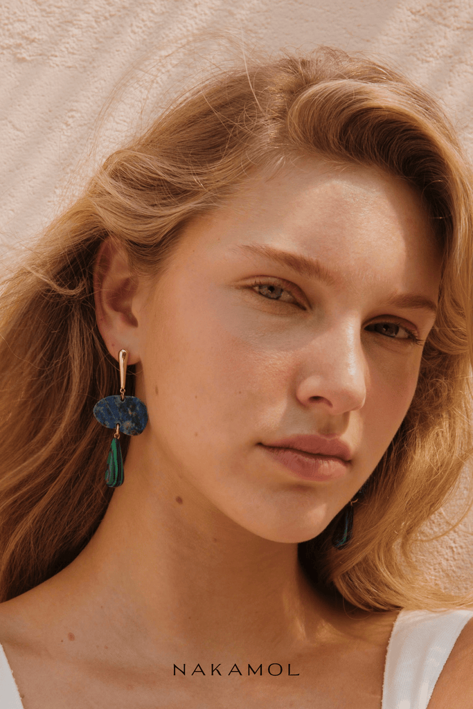 Lapis Lazuli Green Mix Drop Earrings - Nakamol