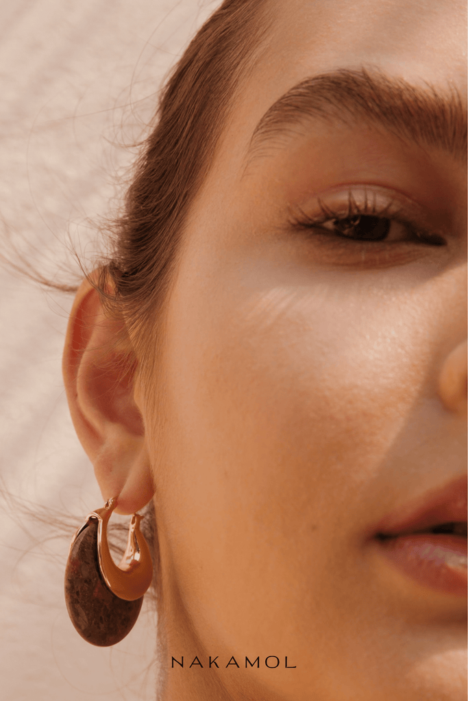 Unakite Crescent Stone Earrings - Nakamol