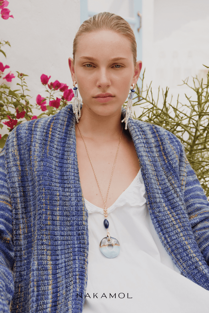 White Pearl Fringe  Earrings - Nakamol