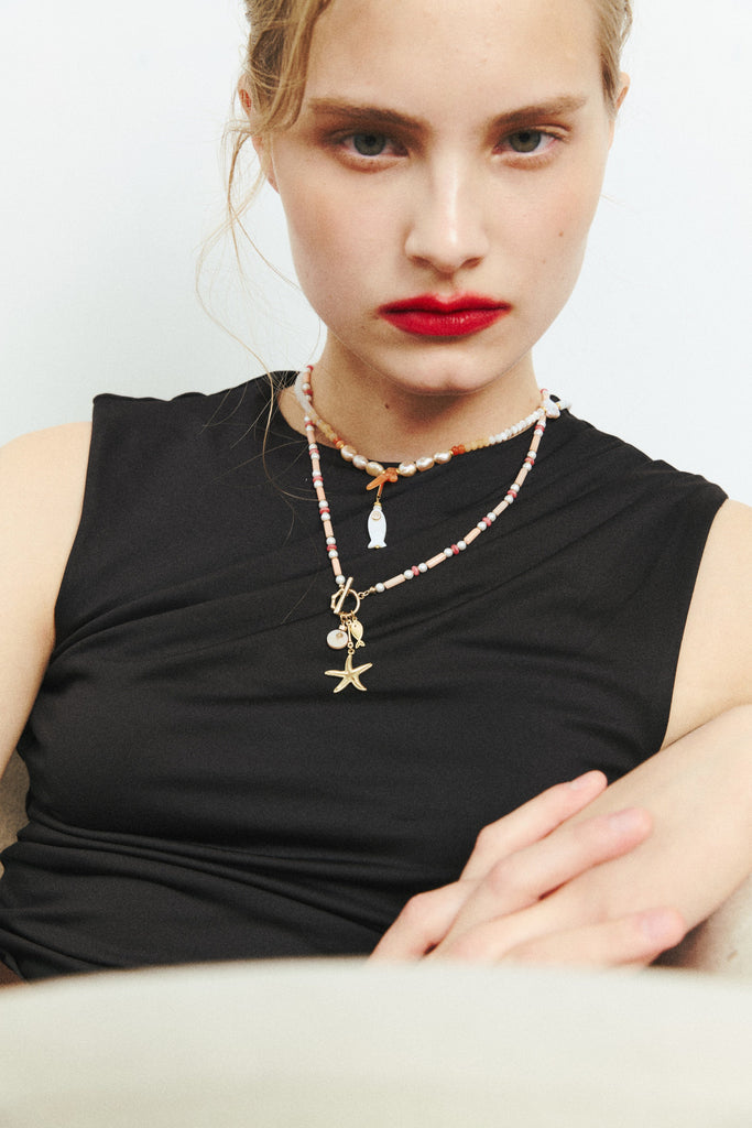 Ocean Charm Peach Necklace - Nakamol