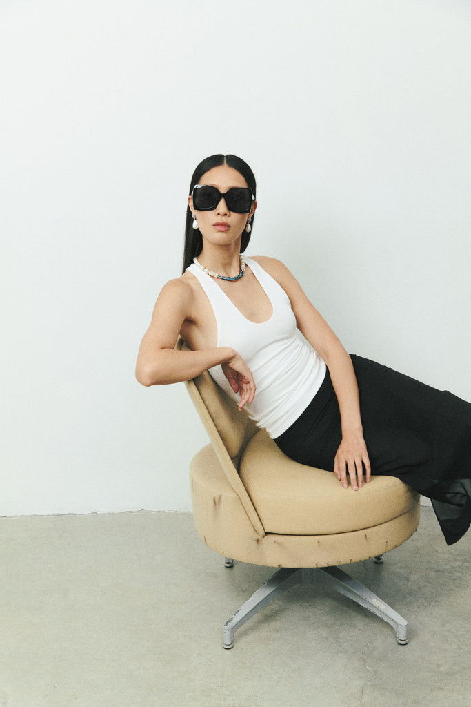 White Baroque Pearl Blue Stud Earrings - Nakamol