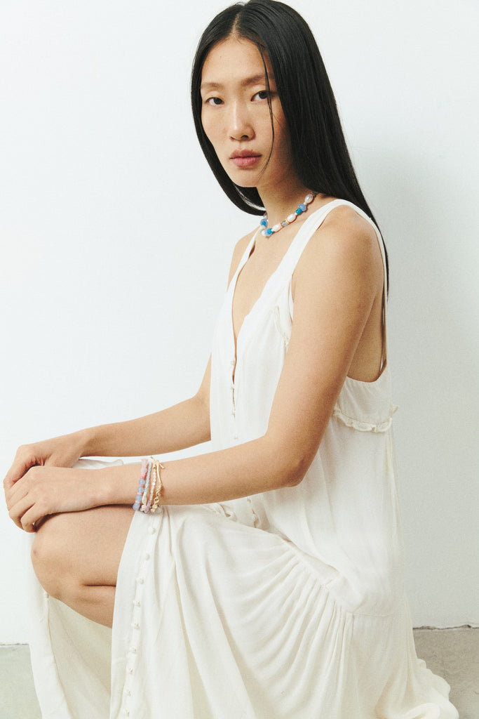 White Blue Teal Mix Short Necklace - Nakamol