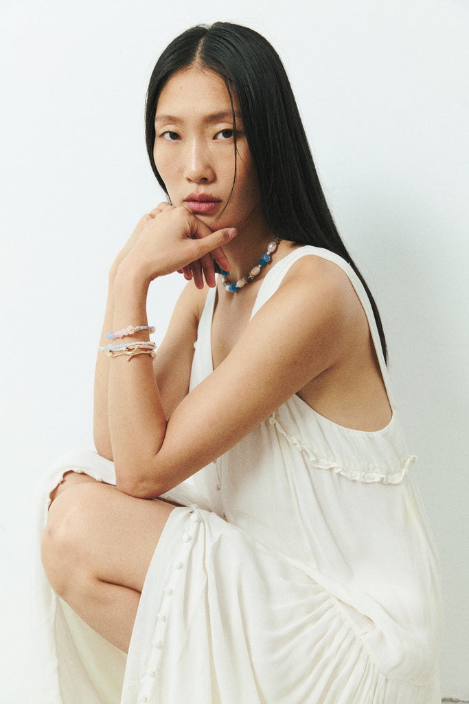 White Blue Teal Mix Short Necklace - Nakamol