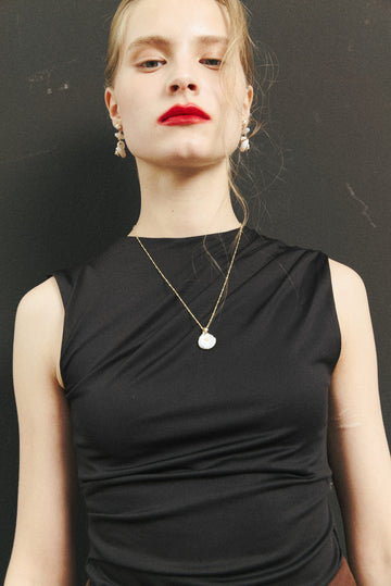 Gold Shell Pearl Drop Earrings - Nakamol