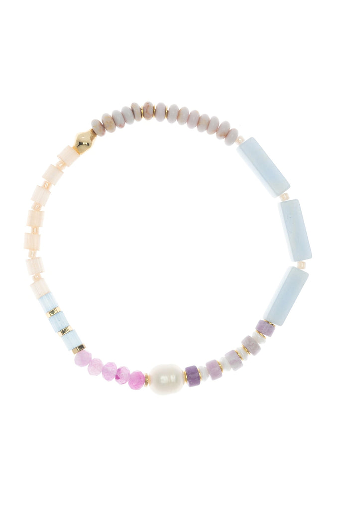 Purple Mix Stone Stretchy Bracelet - Nakamol