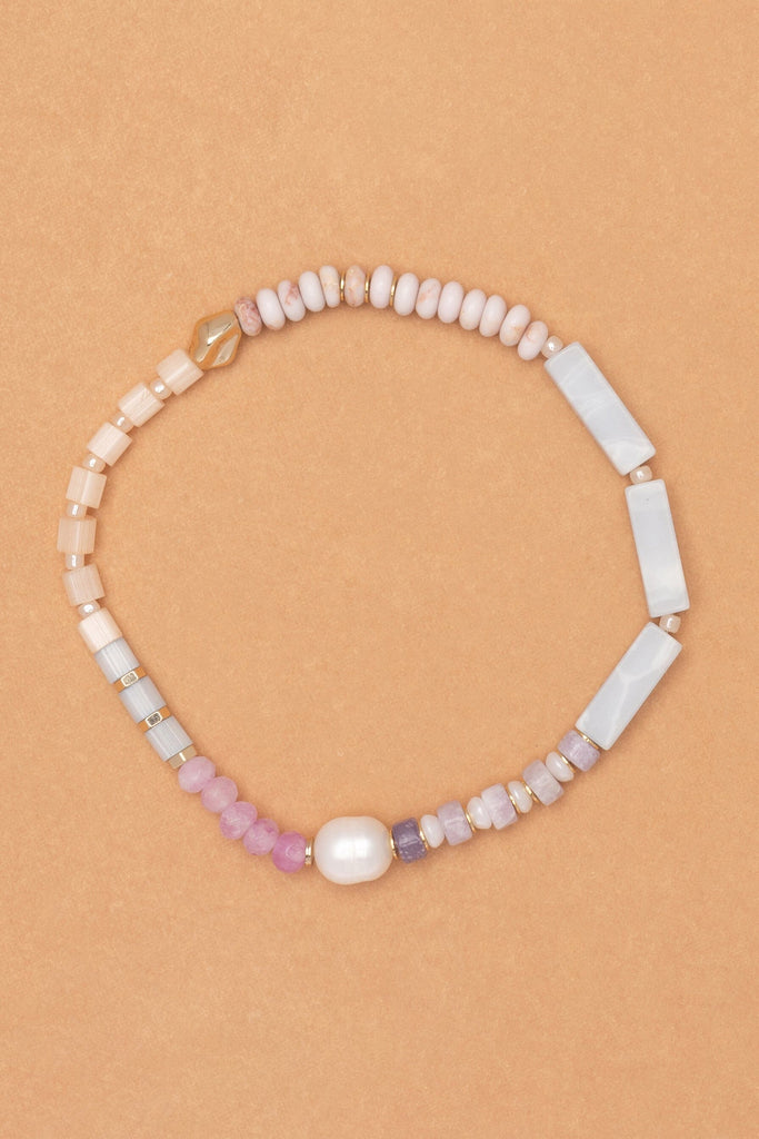 Purple Mix Stone Stretchy Bracelet - Nakamol