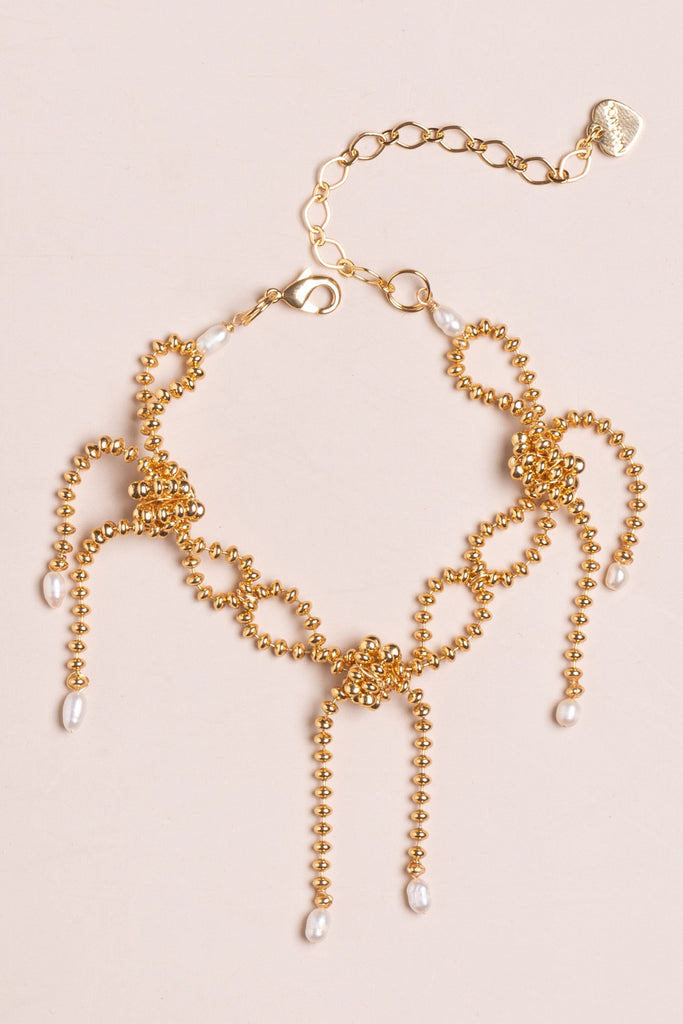 Gold Bead Triple Bow Bracelet - Nakamol