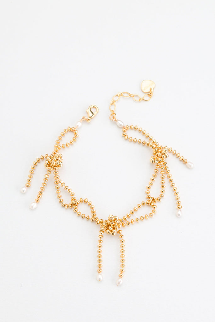 Gold Bead Triple Bow Bracelet - Nakamol