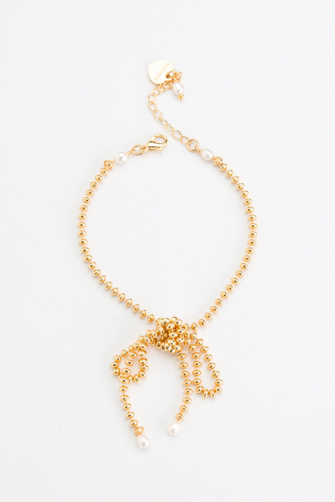Gold Bead Single Bow Bracelet - Nakamol