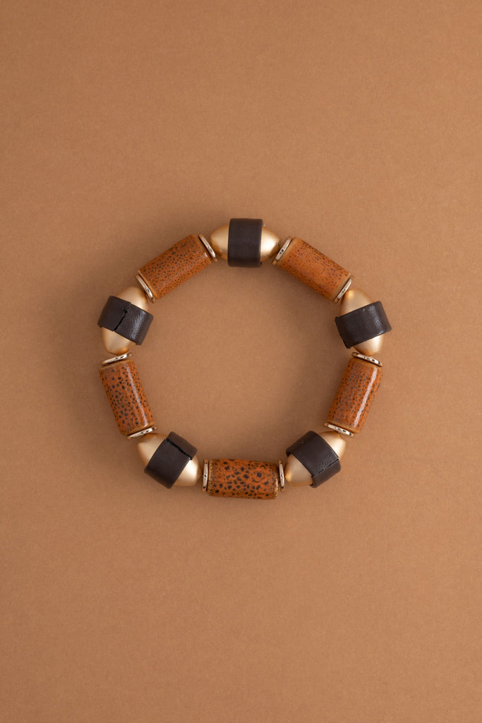 Brown Black Beaded Stretchy Bracelet - Nakamol