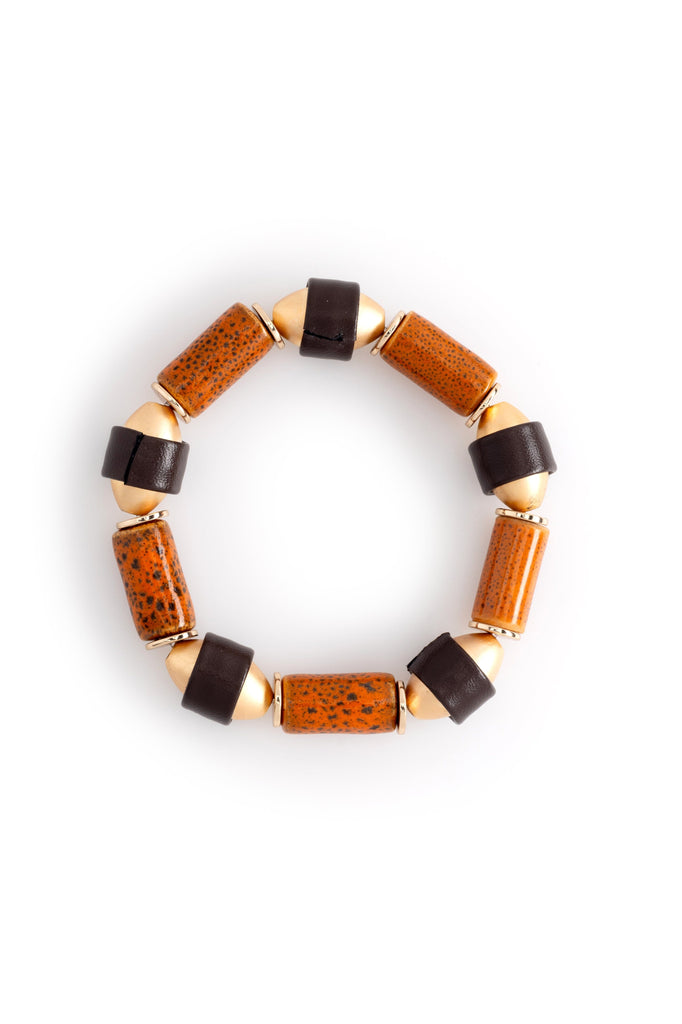 Brown Black Beaded Stretchy Bracelet - Nakamol