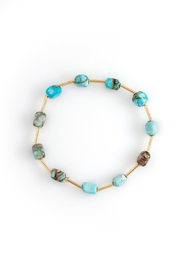 Turquoise Stone Bead Stretchy Bracelet - Nakamol