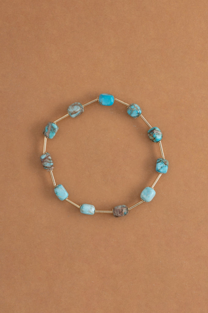 Turquoise Stone Bead Stretchy Bracelet - Nakamol