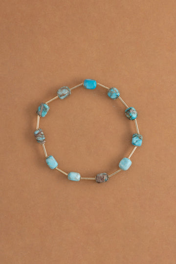 Turquoise Stone Bead Stretchy Bracelet - Nakamol