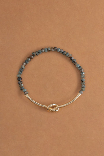 Unakite Gold Semi-Bangle Stretchy Bracelet - Nakamol