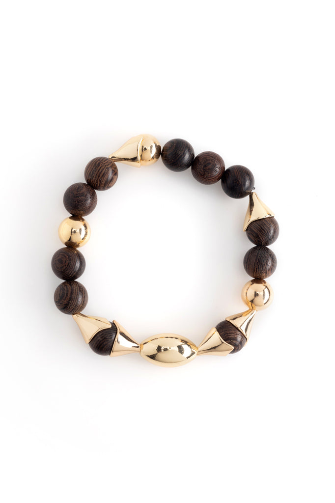 Black Gold Bead Stretchy Bracelet - Nakamol