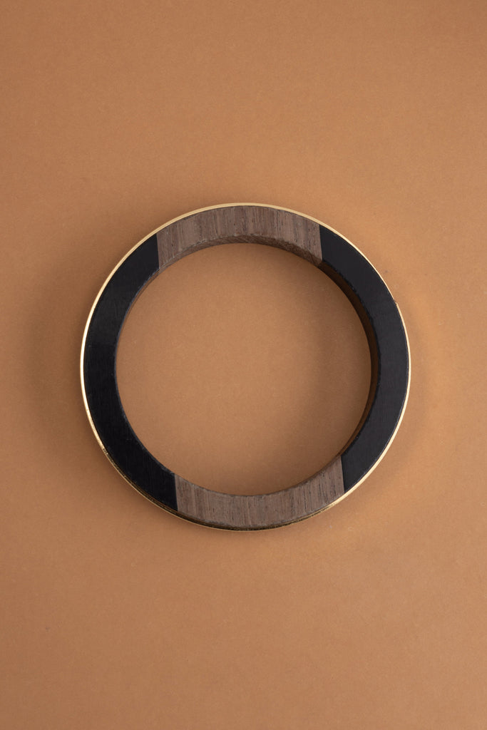 Dark Brown Gold Mix Bangle - Nakamol