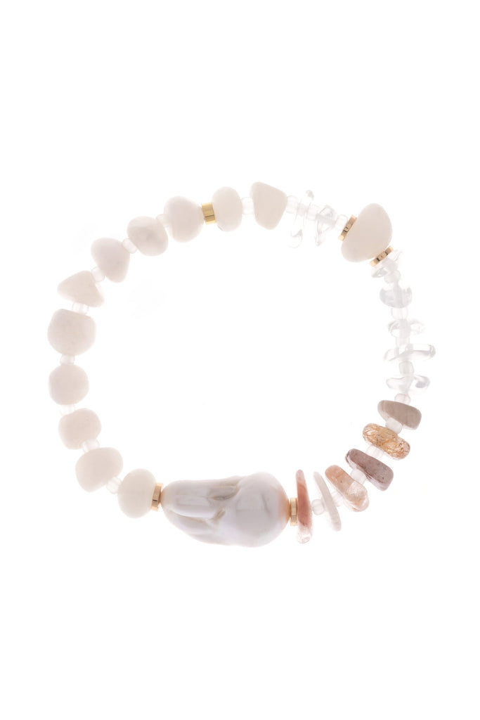 White Mix Crystal Stretchy Bracelet - Nakamol
