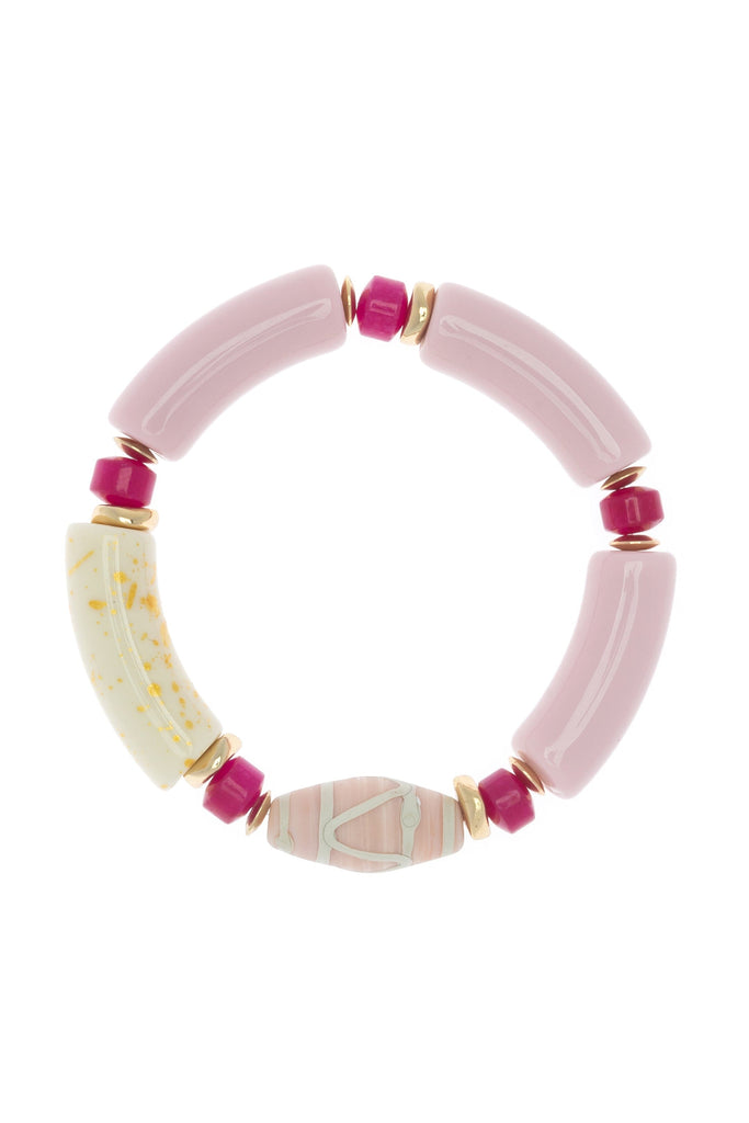 HOT PINK CARNELIAN STRETCHY BRACELET - Nakamol