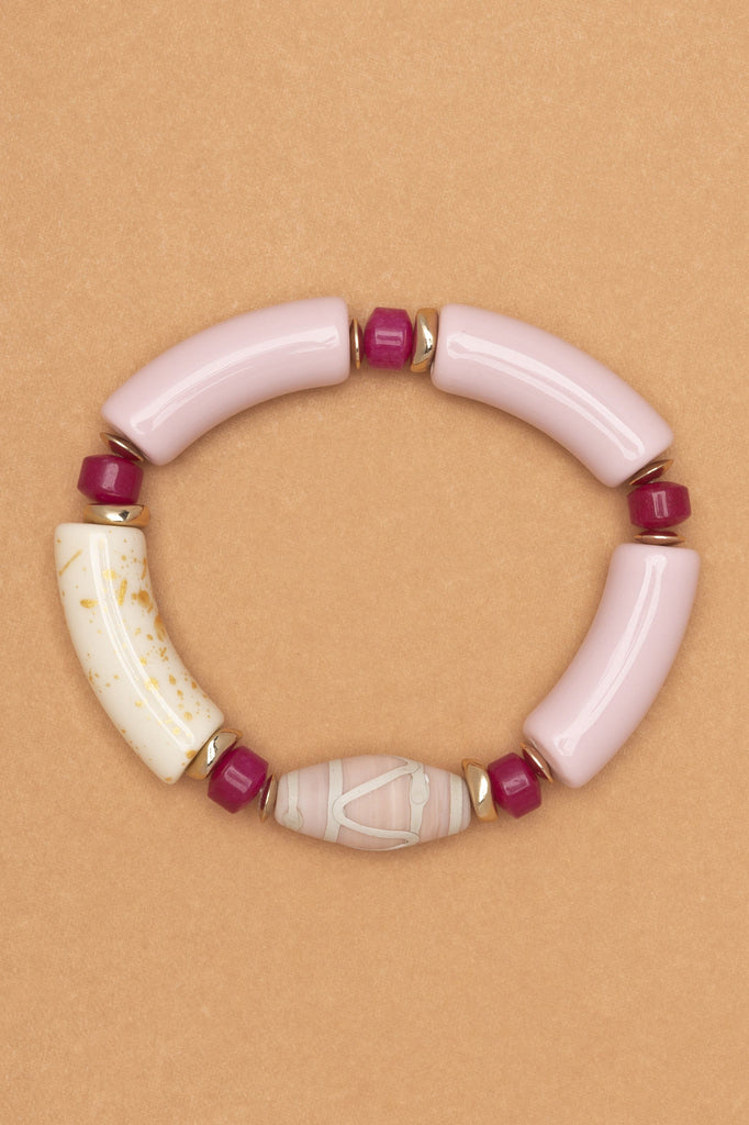 HOT PINK CARNELIAN STRETCHY BRACELET - Nakamol