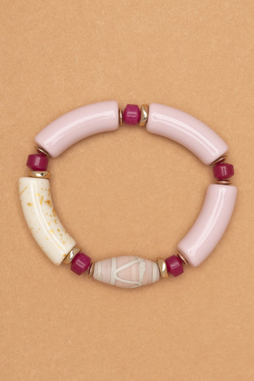 HOT PINK CARNELIAN STRETCHY BRACELET - Nakamol