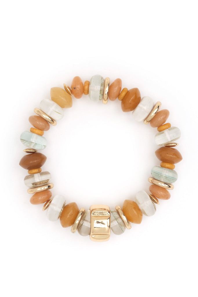 Chunky Brown and White Stretchy Bracelet - Nakamol