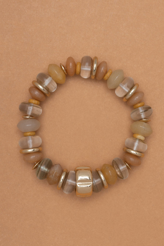 Chunky Brown and White Stretchy Bracelet - Nakamol