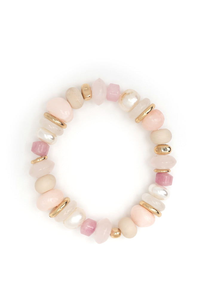Chunky Pink Stone Stretchy Bracelet - Nakamol