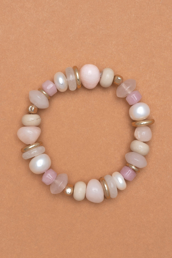 Chunky Pink Stone Stretchy Bracelet - Nakamol