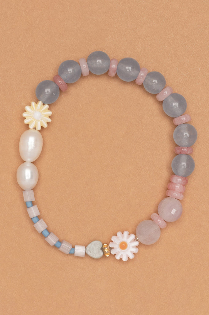 Blue Teal Mix Stone Stretchy Bracelet - Nakamol