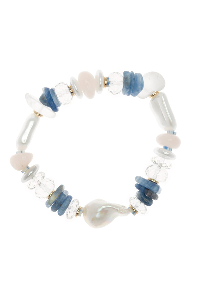 Montana White Pearl Mix Stretch Bracelet - Nakamol
