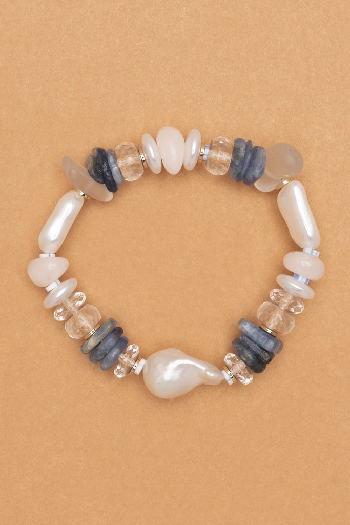 Montana White Pearl Mix Stretch Bracelet - Nakamol
