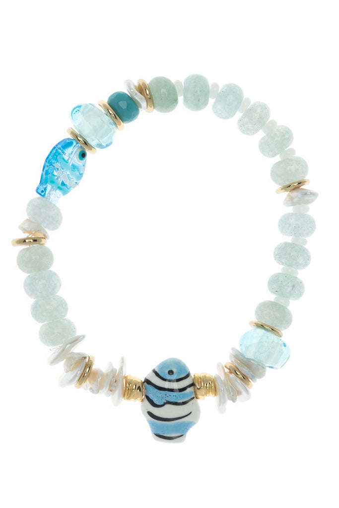 Azure Ocean Fish Stretchy Bracelet - Nakamol