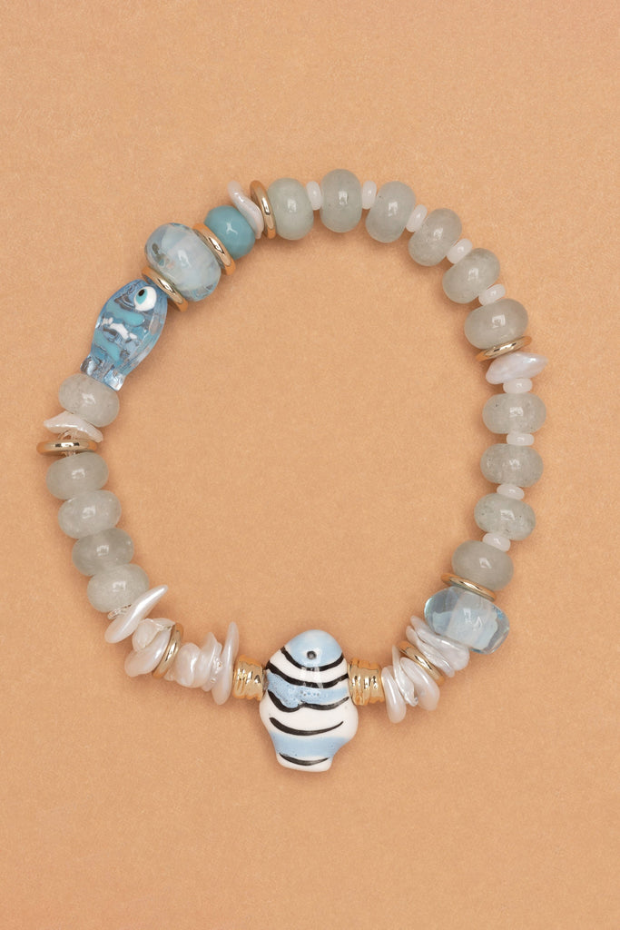 Azure Ocean Fish Stretchy Bracelet - Nakamol