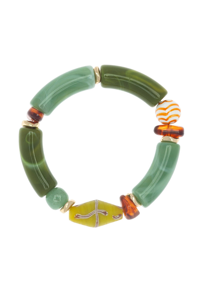 AVENTURINE AND CERAMIC BEAD STRETCHY BRACELET - Nakamol