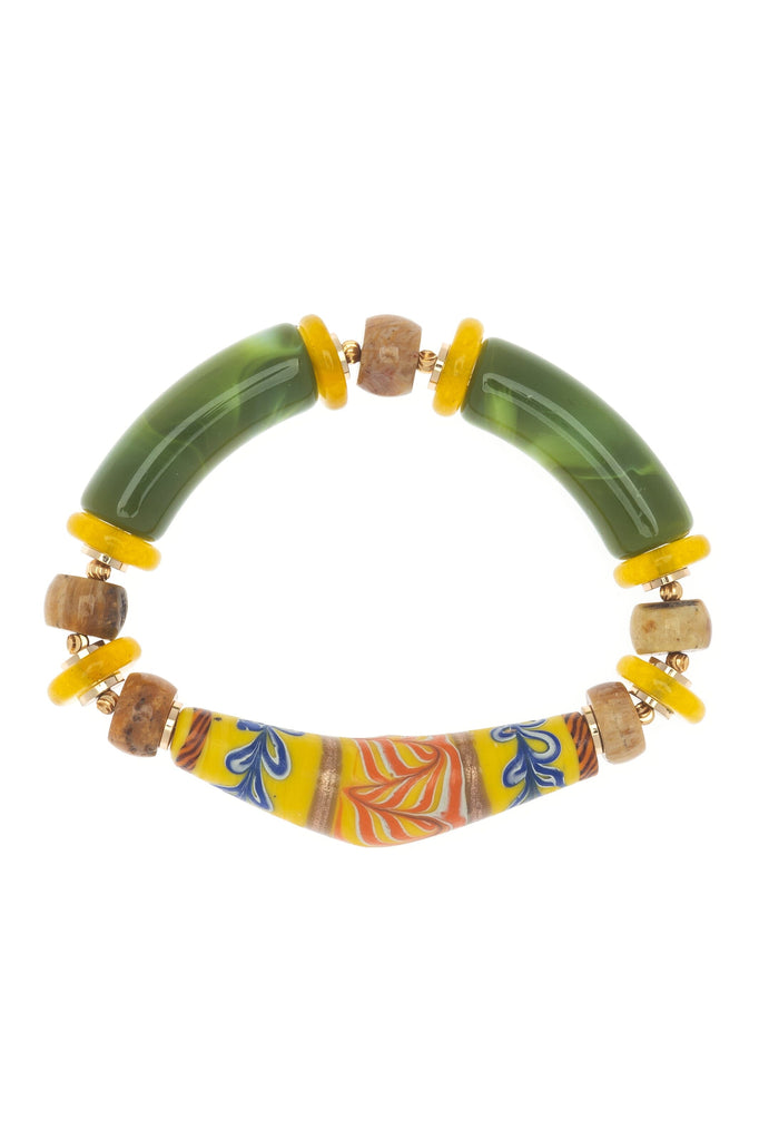 INDONESIAN BEADS YELLOW QUARTZ  STRETCHY BRACELET - Nakamol