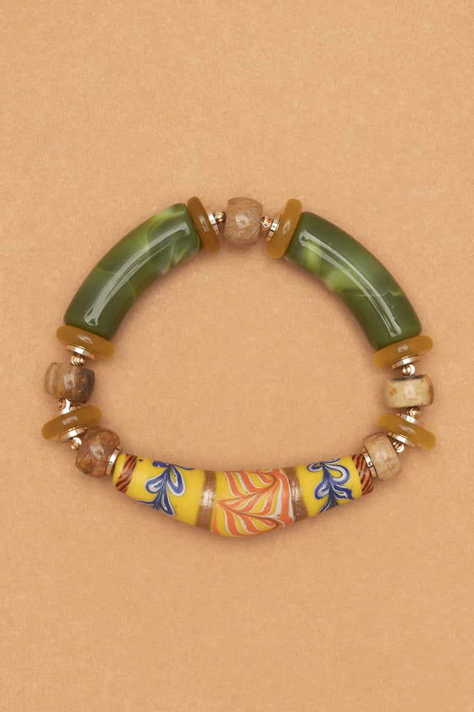 INDONESIAN BEADS YELLOW QUARTZ  STRETCHY BRACELET - Nakamol