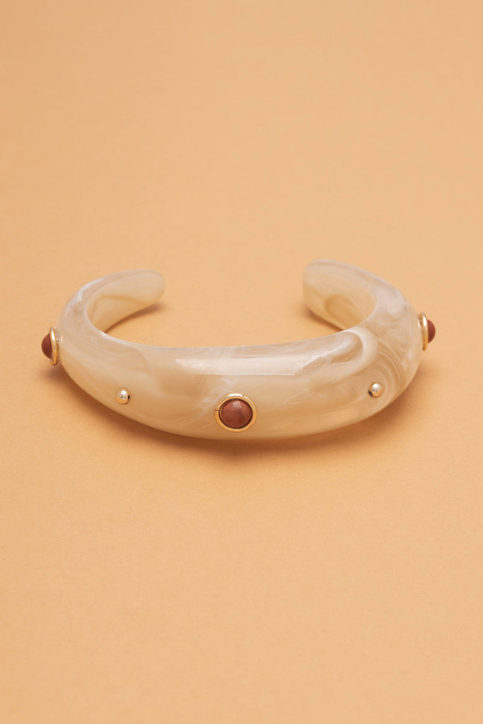 RED JASPER CREAM RESIN BANGLE - Nakamol