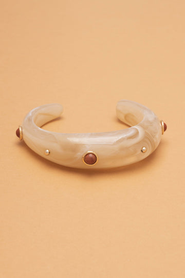 RED JASPER CREAM RESIN BANGLE - Nakamol